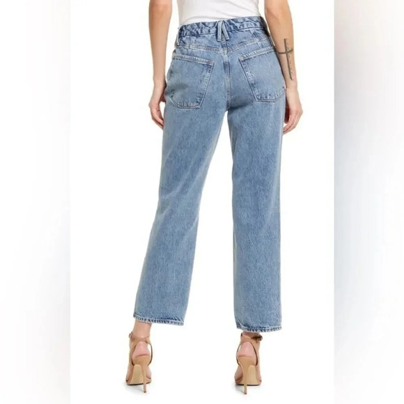 Good American 90s Duster Straight Leg Jeans 6 28 Medium Wash Blue Distressed NWT - Picture 5 of 6
